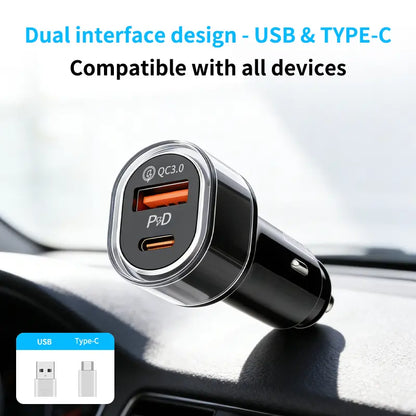 2-in-1 Compact Car Charger GPS Tracker Adapter - 30W Fast Charging USB-C Device, Anti-Lost for Parking Lot Find, Charger Compatible with iPhone+Android Use, Portable Slips Into Your Bag, Toolupgrade