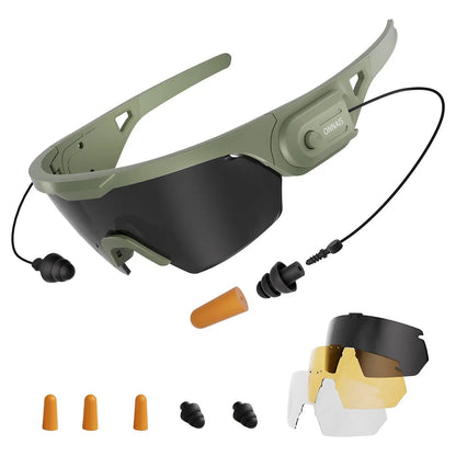 ⚡Hot Sales 49% OFF🔥ANSI Z87.1 Certified Anti-Fog Safety Goggles with Built-in NRR 32dB Noise Reduction Plugs, 3 Interchangeable Lenses, UV400 Sun Block