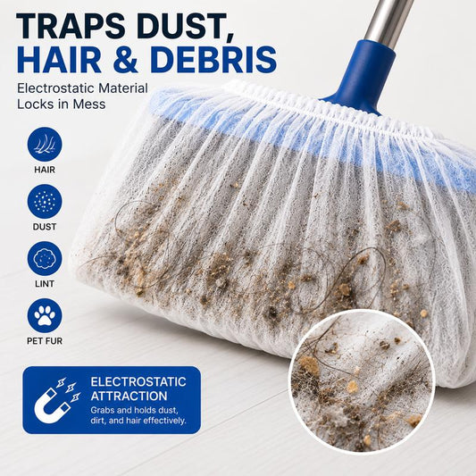 🧹 Disposable Broom Covers – Trap Dust & Hair, Toss the Mess Away🏡