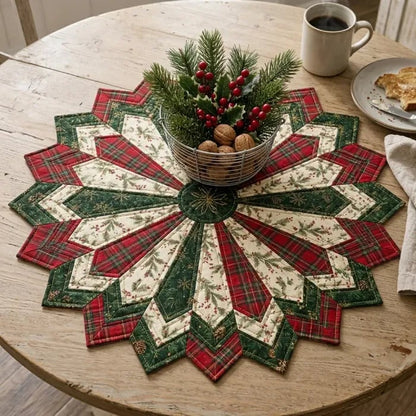 🎄 Holiday Star Quilted Table Topper ✨ Festive Christmas Dining & Home Decor