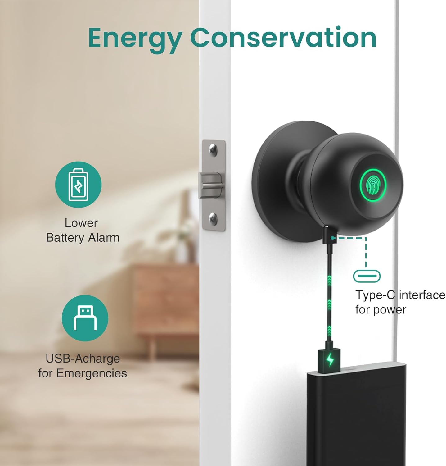 Fingerprint Smart Lock,Keyless Entry Door Lock,Count Smart Door Knob with APP