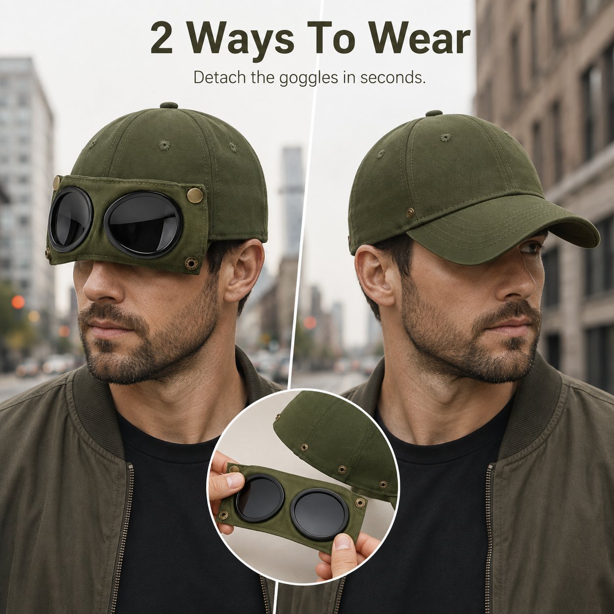 Men's Korean-Style Pilot Baseball Cap - Personalized Glasses-Ready Vintage Washed Cotton Hat for Street Fashion & Daily Outfit