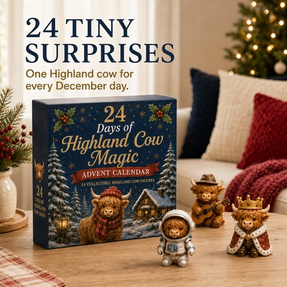 🔥LAST DAY 49% OFF-🐮 24 Days of 3D Highland Cow Advent Calendar