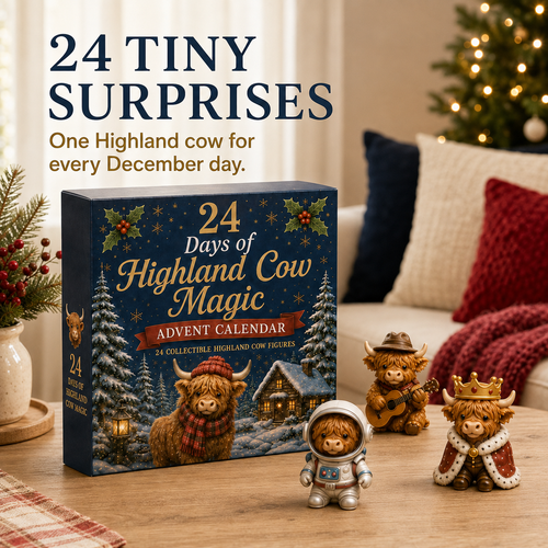 🔥LAST DAY 49% OFF-🐮 24 Days of 3D Highland Cow Advent Calendar