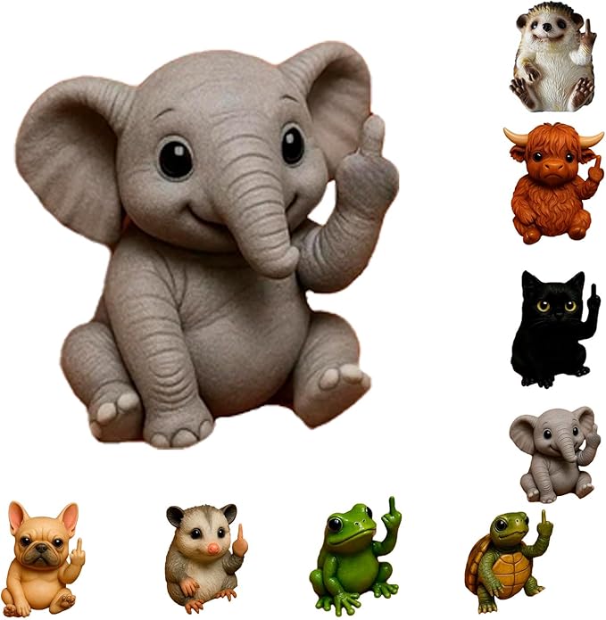 🐸🐱🖕 Funny Middle Finger Animal Statue