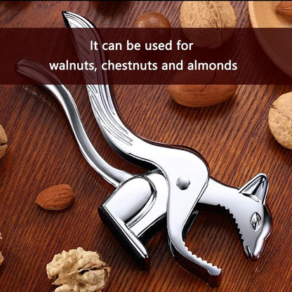 🐿️ Cute Squirrel Nutcracker, Zinc Alloy Labor-Saving Nut Shell Opener with Anti-Slip Base