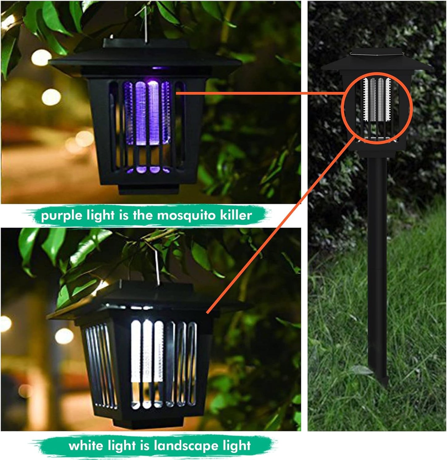 🦟2-in-1 Solar Powered Mosquito Zapper & Weatherproof Garden Pathway Light