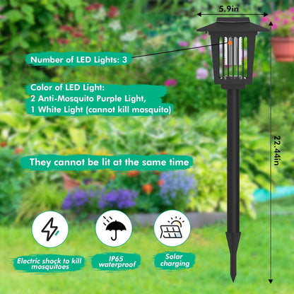🦟2-in-1 Solar Powered Mosquito Zapper & Weatherproof Garden Pathway Light