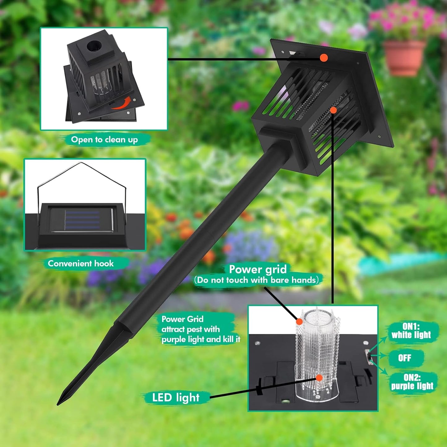 🦟2-in-1 Solar Powered Mosquito Zapper & Weatherproof Garden Pathway Light