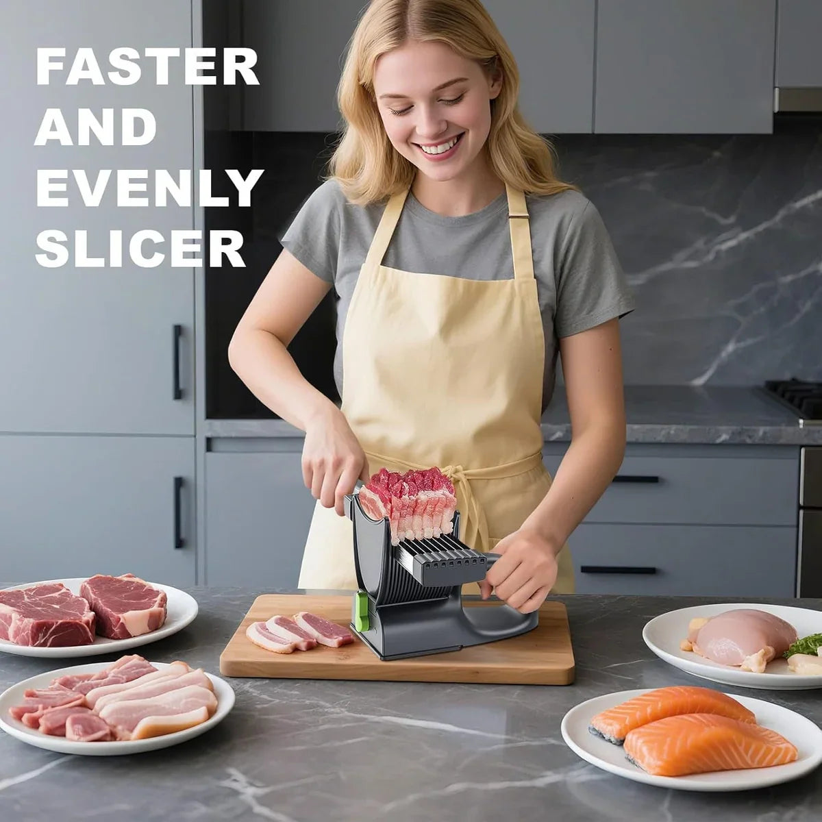 Manual Meat Slicer and Knife Sharpener Set for Home Cooking and BBQ