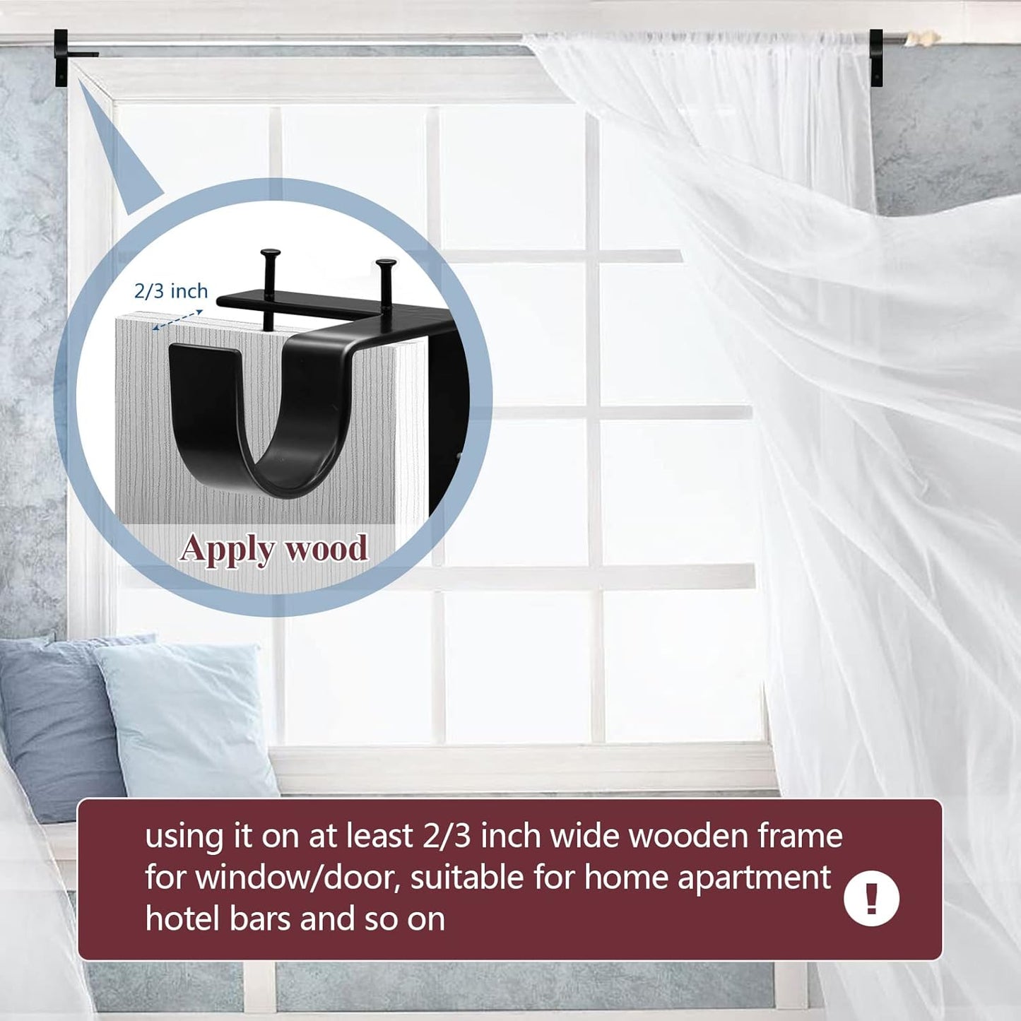 🪟 No Drill Heavy Duty Curtain Rod Brackets, 2 Pack