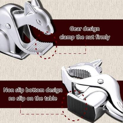 🐿️ Cute Squirrel Nutcracker, Zinc Alloy Labor-Saving Nut Shell Opener with Anti-Slip Base