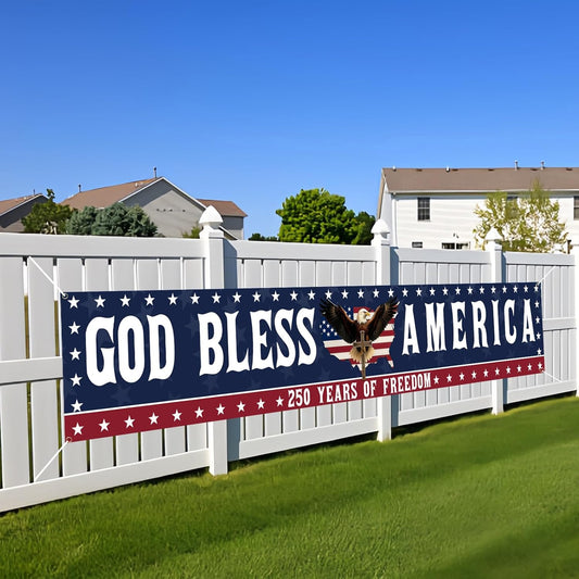 🎆✨God Bless America Patriotic Banner – 250th Anniversary Outdoor Decor Sign