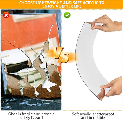 🪞 Flexible Acrylic Wall Mirror, Self-Adhesive Shatterproof Peel and Stick Mirror Stickers for Home Decor