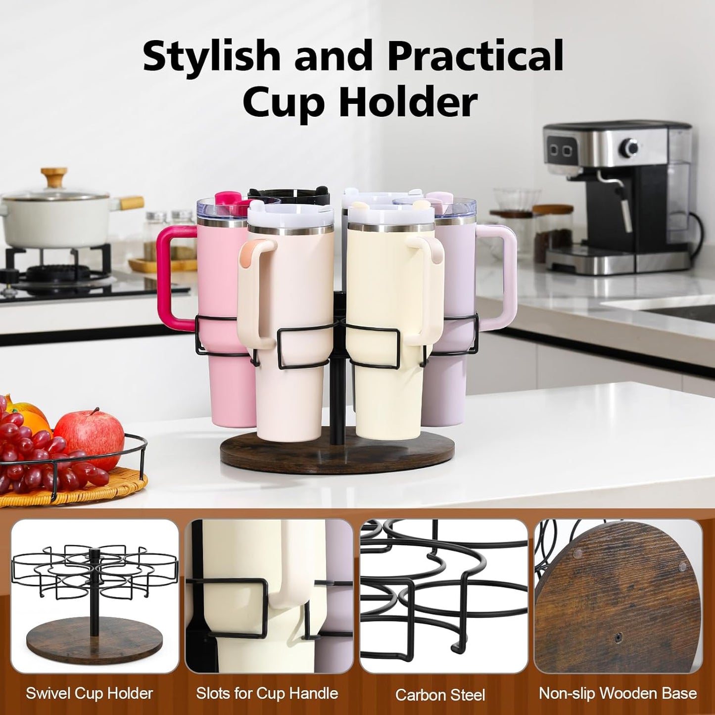 Water Bottle Organizer for Stanley 40 oz, Rotating Stanley Cup Organizer Holder, Tumbler Organizer Holder, Stanley Cup Accessories, 13.2 * 11 * 7.75in, Grey