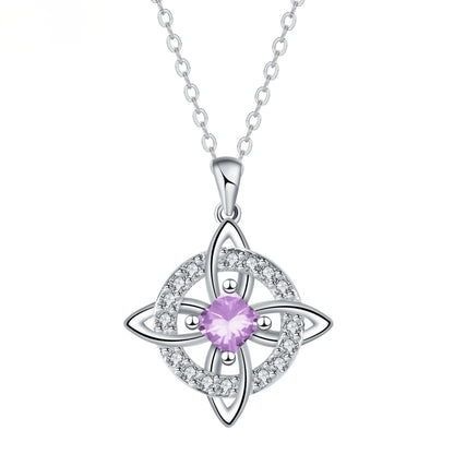 🔮 Personalized Witch’s Knot Birthstone Necklace – Sacred Protection & Luck Talisman ✨