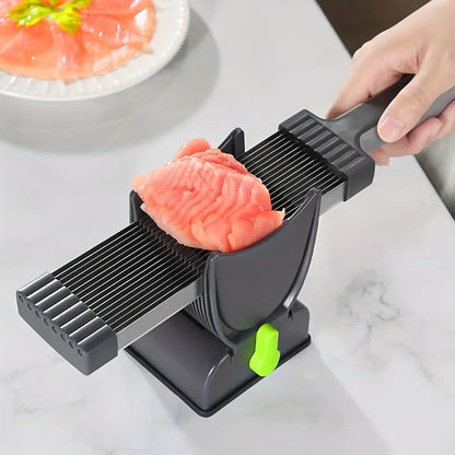 Manual Meat Slicer and Knife Sharpener Set for Home Cooking and BBQ
