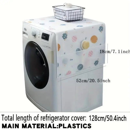 Daisy Print Refrigerator Dust Cover with Storage Pockets