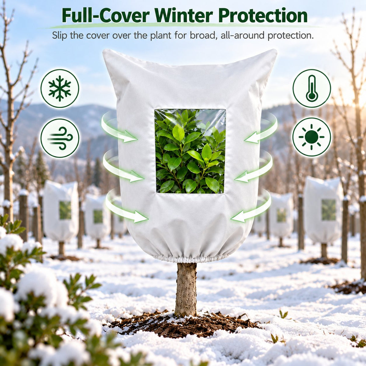 Winter Plant Frost Protection Cover for Trees, Shrubs & Potted Plants