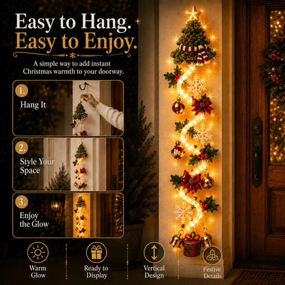 🎄Glowing Christmas Door Hanger | 6 Festive Lighted Designs with Warm Glow, Dimensional Details & Space-Saving Vertical Décor ✨