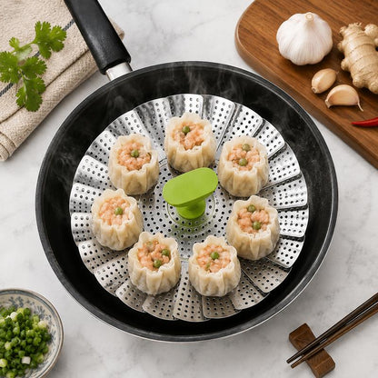 🥦 Foldable Stainless Steel Steamer Basket – Fits Most Pots