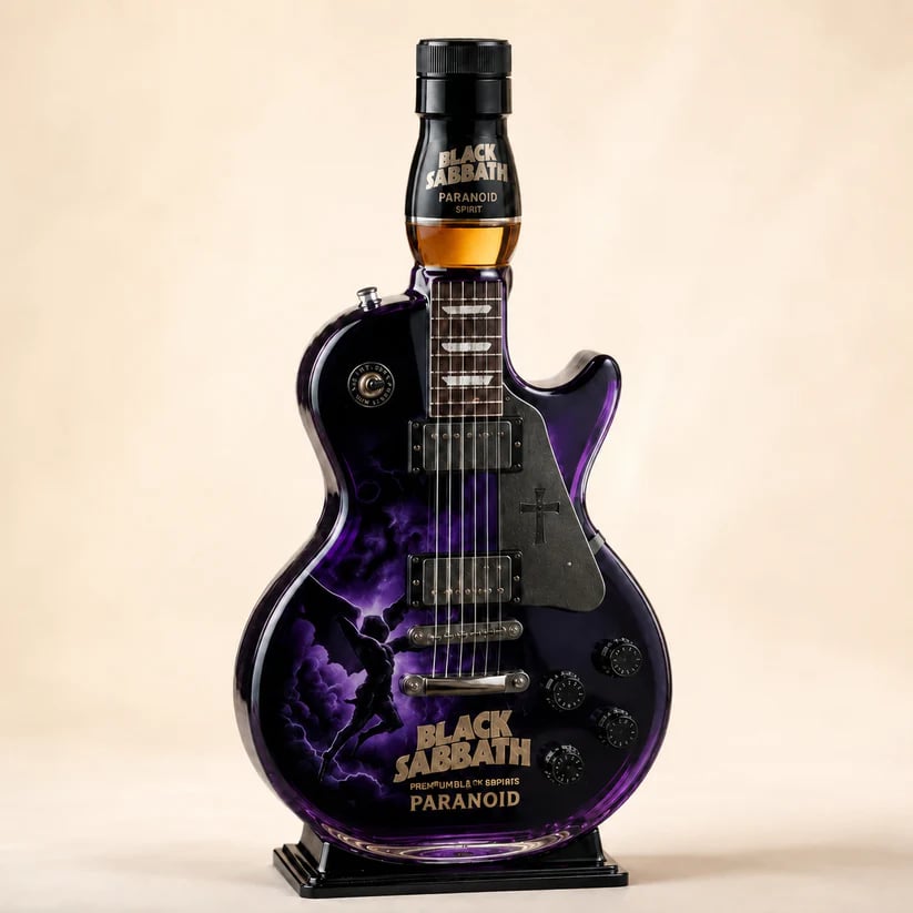 Black - Sabbath Paranoid Guitar Collectible Glass Decanter 🎸