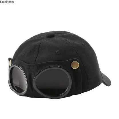 Men's Korean-Style Pilot Baseball Cap - Personalized Glasses-Ready Vintage Washed Cotton Hat for Street Fashion & Daily Outfit