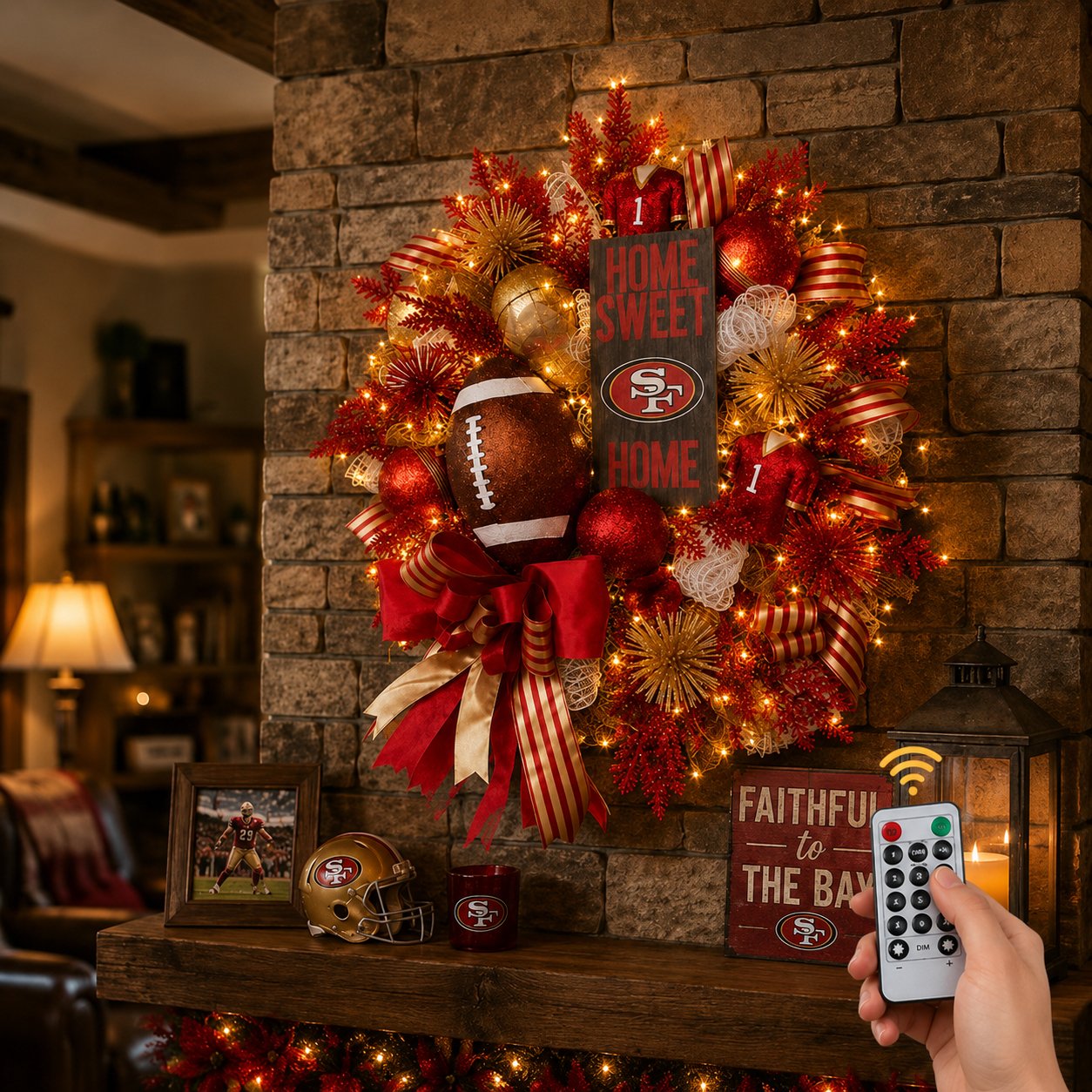 🏈Football Team Handcrafted Wreath for Game-Day Front Door Decor