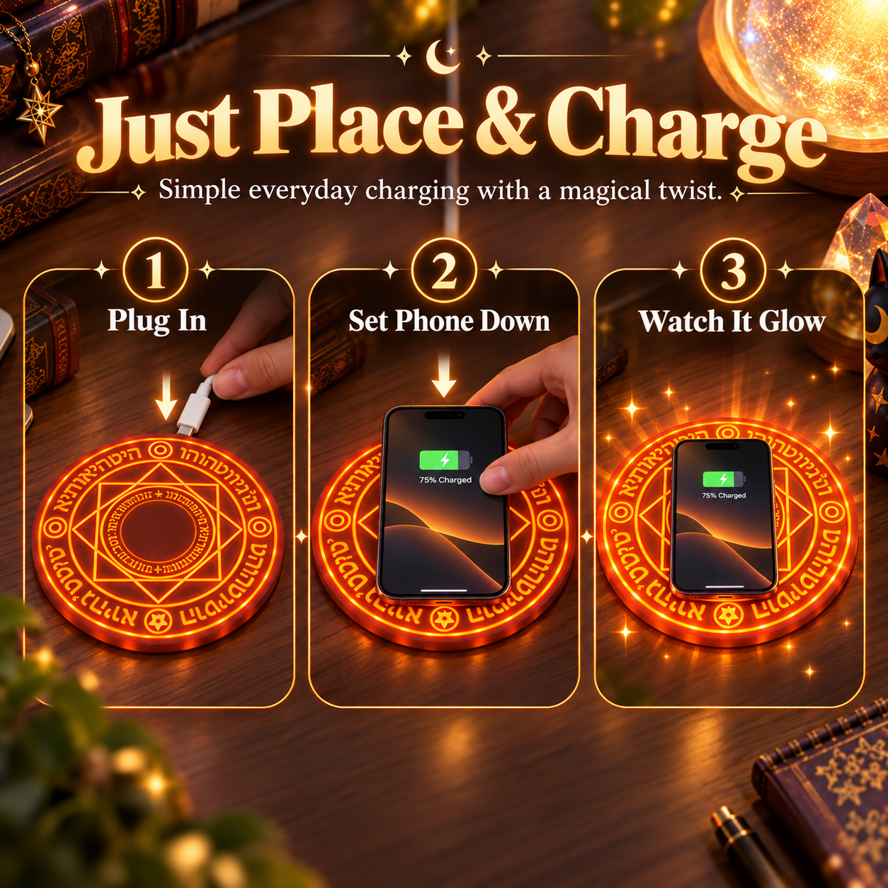 Magical wireless charger charging sequence