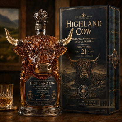 🎁 Highland Cow Private Cask 21 Years Cow Head Shaped Scotch Whisky Bottle
