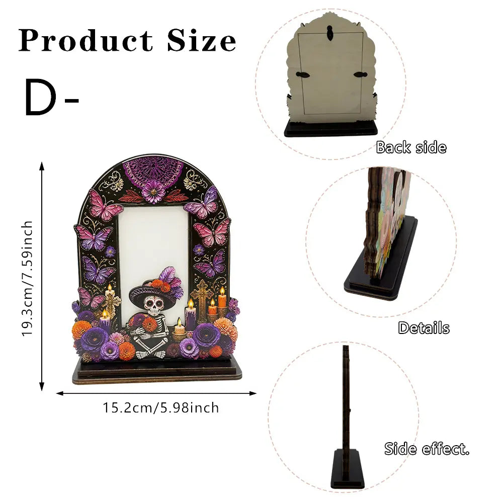 💀Día de los Muertos Wooden Picture Frame Decor - Mexican Tabletop Altar Display with Multiple Frame Designs