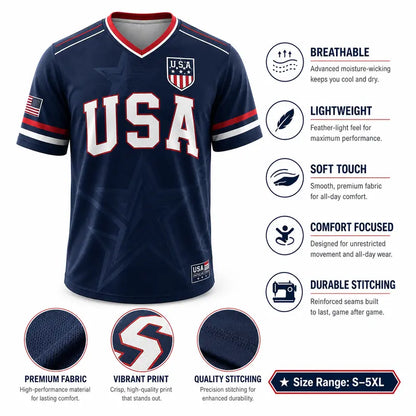 🇺🇸 USA Patriotic Soccer Jersey | American Flag & Statue of Liberty V-Neck Sports Tee 🗽⚽