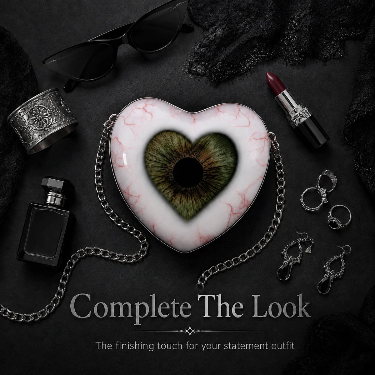 🔥Last Day 50% OFF 🖤👁 Gothic Heart Eye Statement Crossbody Bag