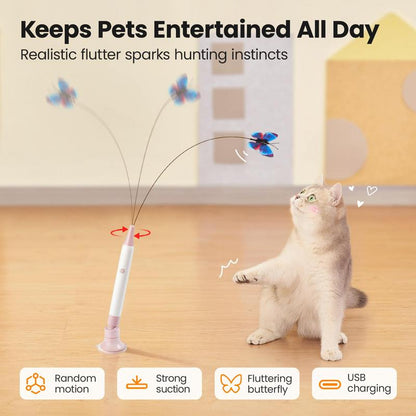 🦋 Interactive Spinning Butterfly Cat Toy – Rechargeable 360° Motion & Touch-Activated Play
