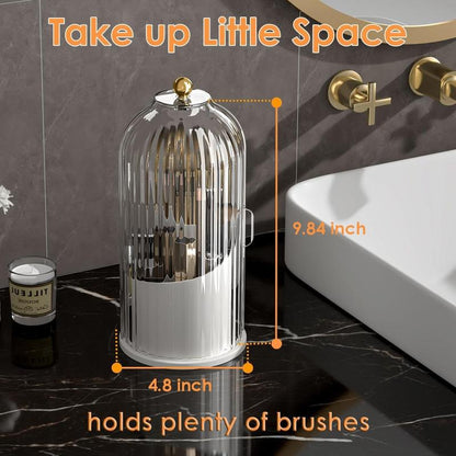 ✨360° Rotating Toothbrush Holder with Cover – Compact Bathroom Organizer