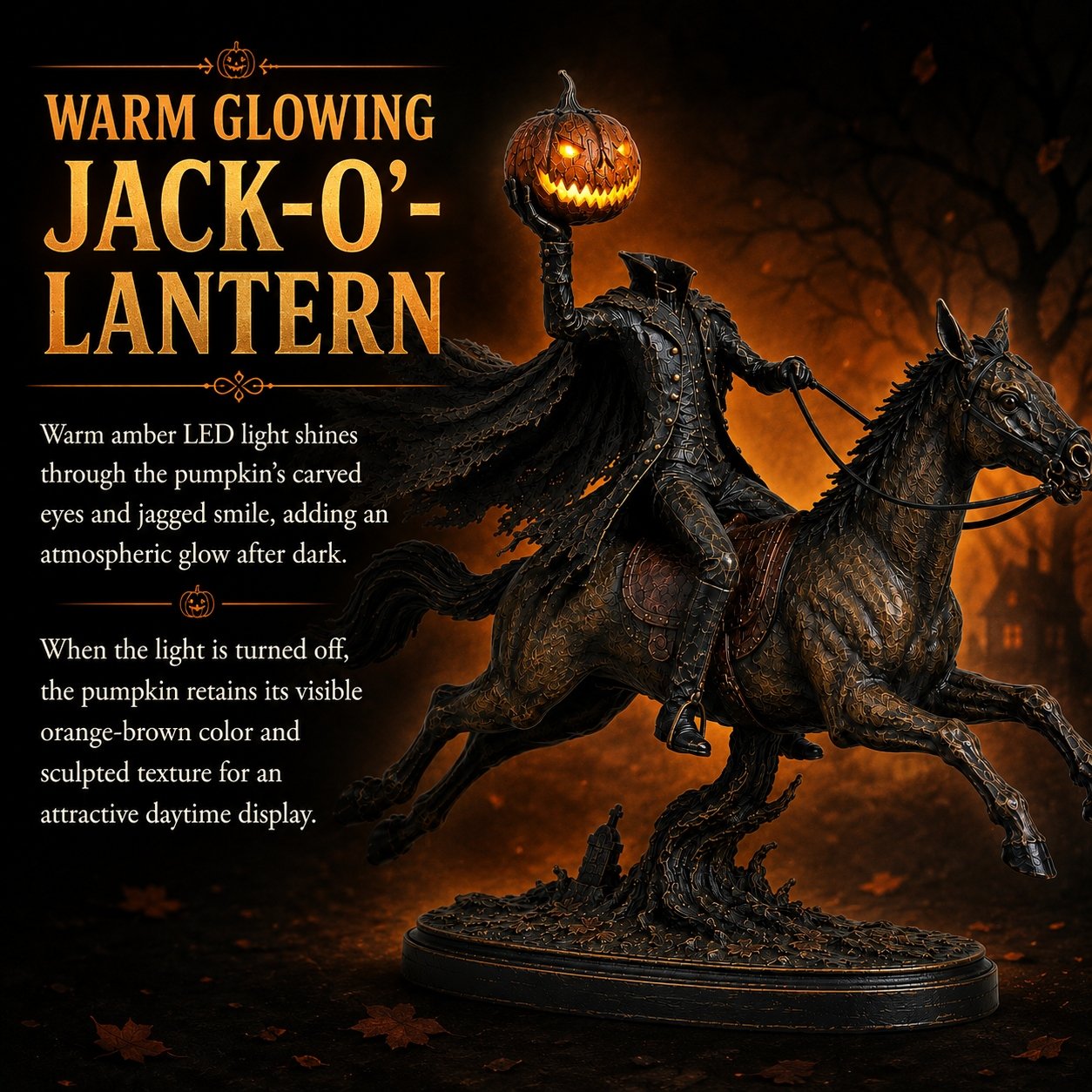 ⏰Limited Stock 49% OFF - 🎃🏇Midnight Chase Headless Horseman Statue | Awaken the Legend of the Hollow(✨Same as the video)