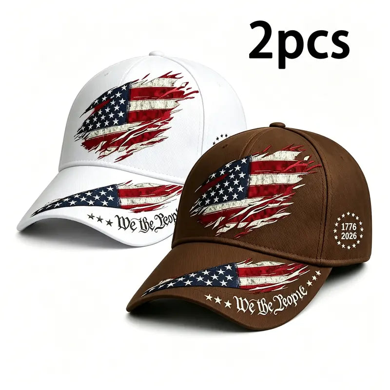 2pcs 250th Anniversary Print Baseball Cap