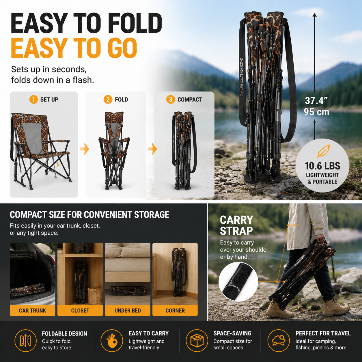 🐆 Roar & Relax: The Ultimate Leopard Print Outdoor Rocker 🏕️