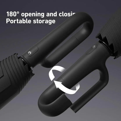 Portable Automatic Folding Umbrella, Windproof Waterproof with Loop Buckle