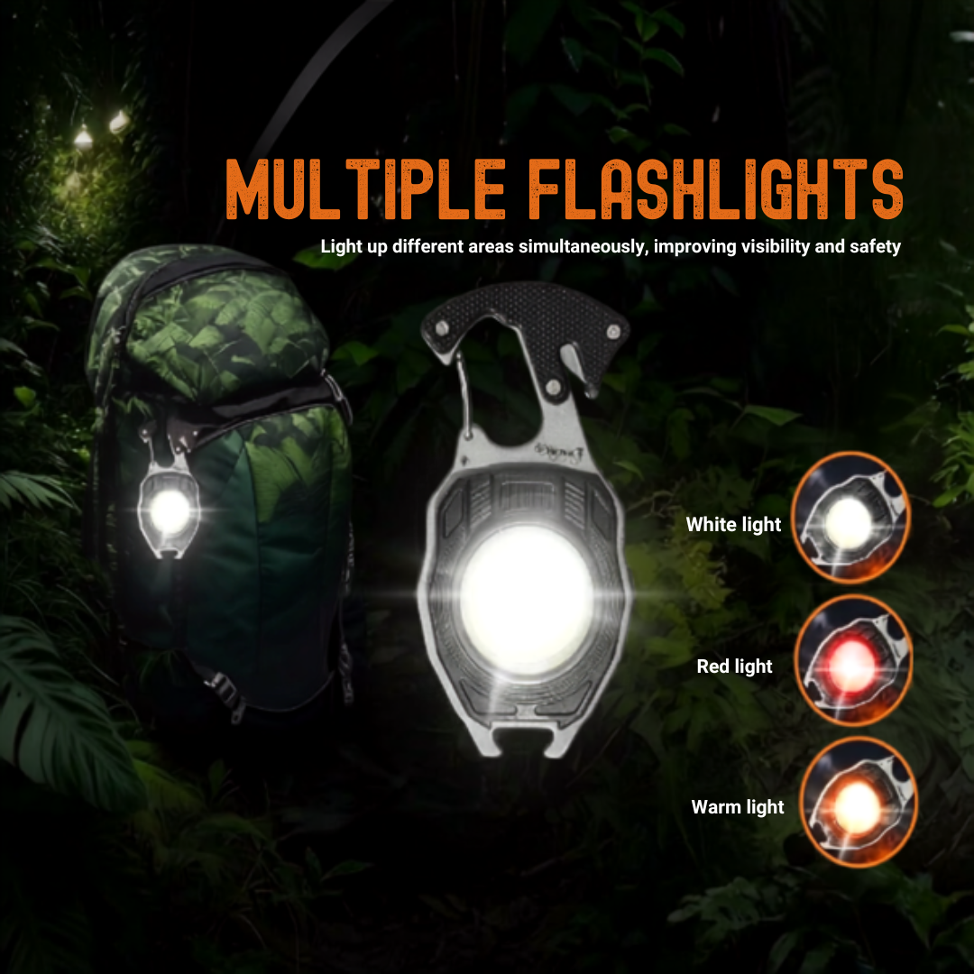 💡 8-in-1 Multifunctional Keychain Flashlight 🔦🌈