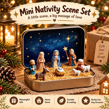 🔥Last Day 49% OFF - ✝️Religious Pocket-Size Mini Nativity Scene Set with Storage Box