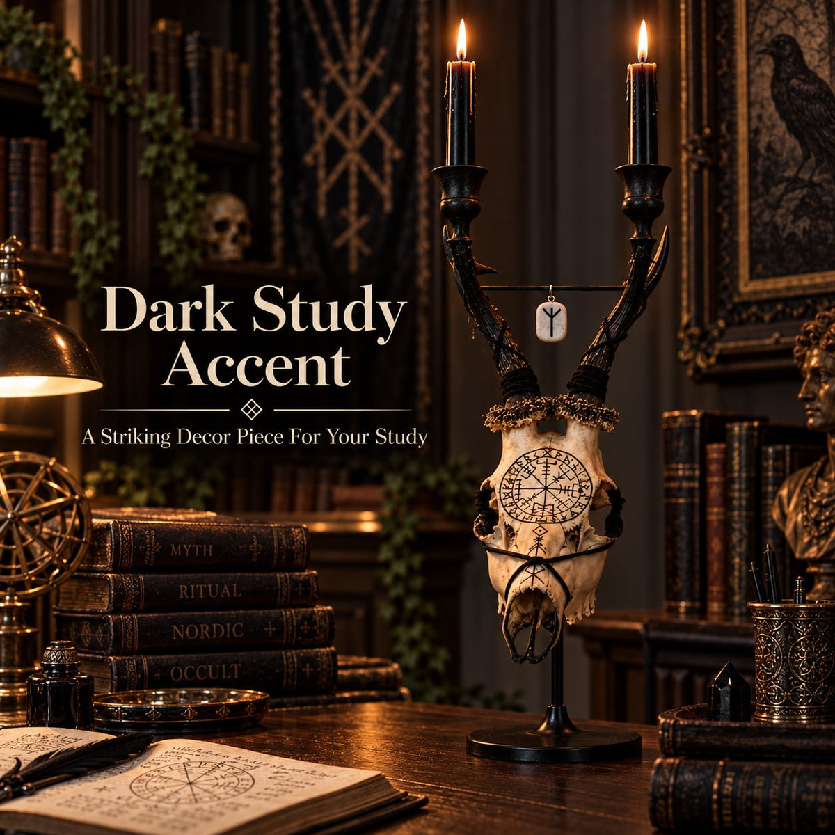 💀 Viking skull decorative candlestick