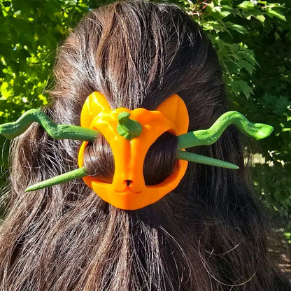 🎃3D Printed Pumpkin Kitty Hair Pin🐾✨