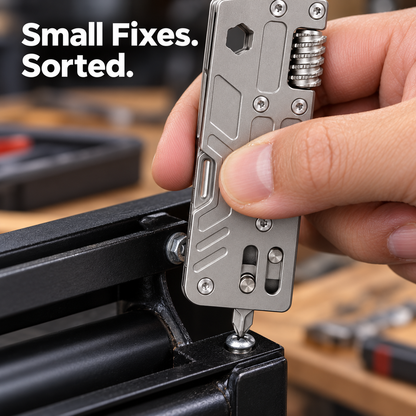 Multi-tool being used for a small fastener adjustment