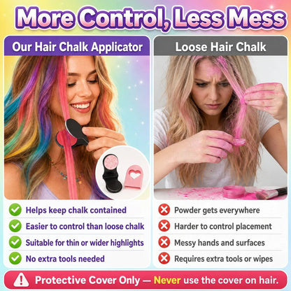 🔥🌈12-Color Temporary Hair Chalk Applicator Set |Vibrant Buildable Shades in Easy Clamp-On Applicators for Highlights, Streaks & Costume Looks ✨