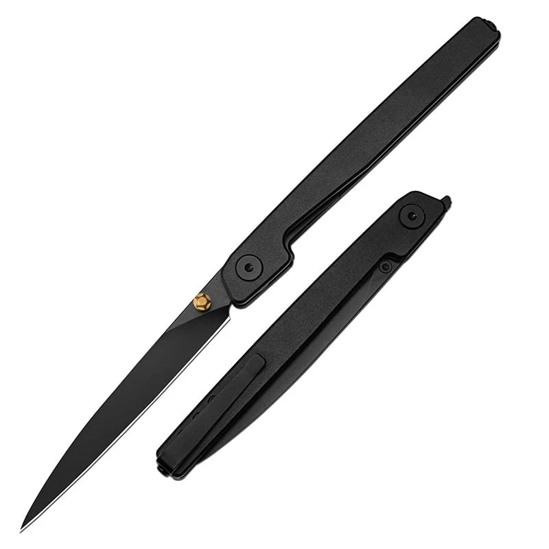 🔥Last Day Sale 50% OFF🎉Lanky Liner Lock Front Flipper Knife Black Aluminum Handle