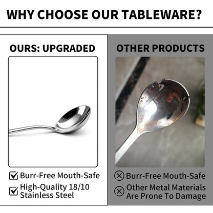 🥘18/10 Stainless Steel Soup Spoons‑Deep Bowl, No More Spills!