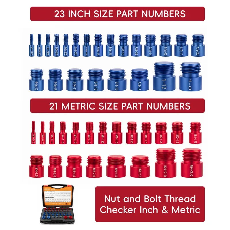 🔩 Nut & Bolt Thread Checker Gauge Set | 26PCS / 44PCS Two Options Available