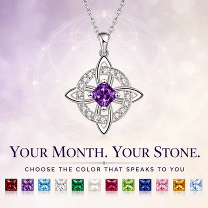 🔮 Personalized Witch’s Knot Birthstone Necklace – Sacred Protection & Luck Talisman ✨