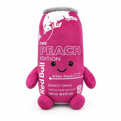 ✨Cute Peach Energy Drink Can Plush Toy - Smiling Face Soft Beverage-Inspired Stuffed Figurine for Desk, Shelf Home Decor